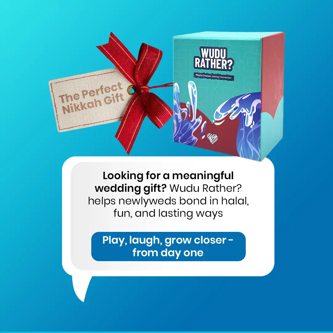 Wudu Rather card game presented as the perfect nikkah gift for newly married Muslim couples